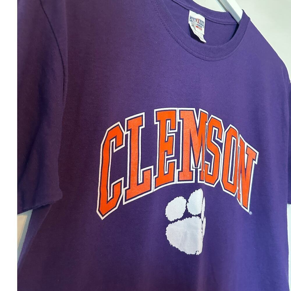 Clemson Football Size Medium Women's Official Tee Purple and Orange Tiger Paw - Picture 4 of 9